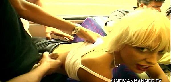  Public daring sex and flashing on a train